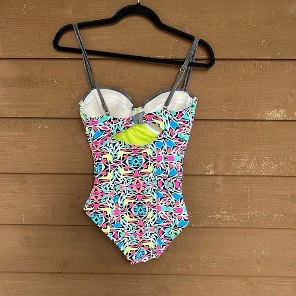 Coco Rave neon bustier style swimsuit size medium 34C cup - Picture 2 of 4